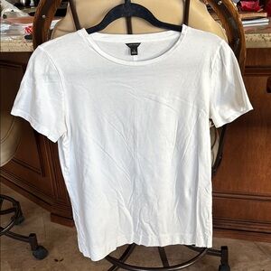 Ann Taylor White Short Sleeve Tee Classic Crew Neck